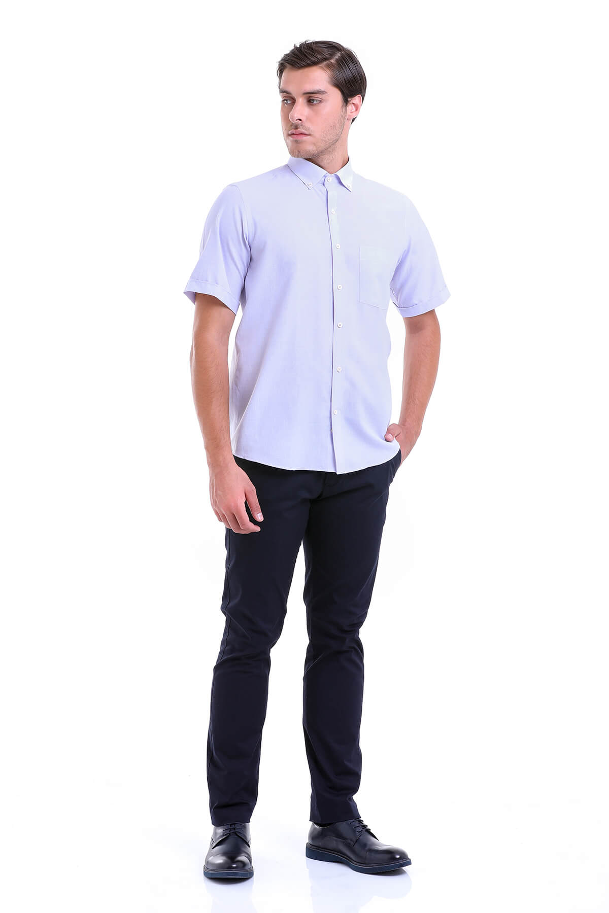Regular Fit Cotton Blend Lilac Dress Shirt - SAYKI