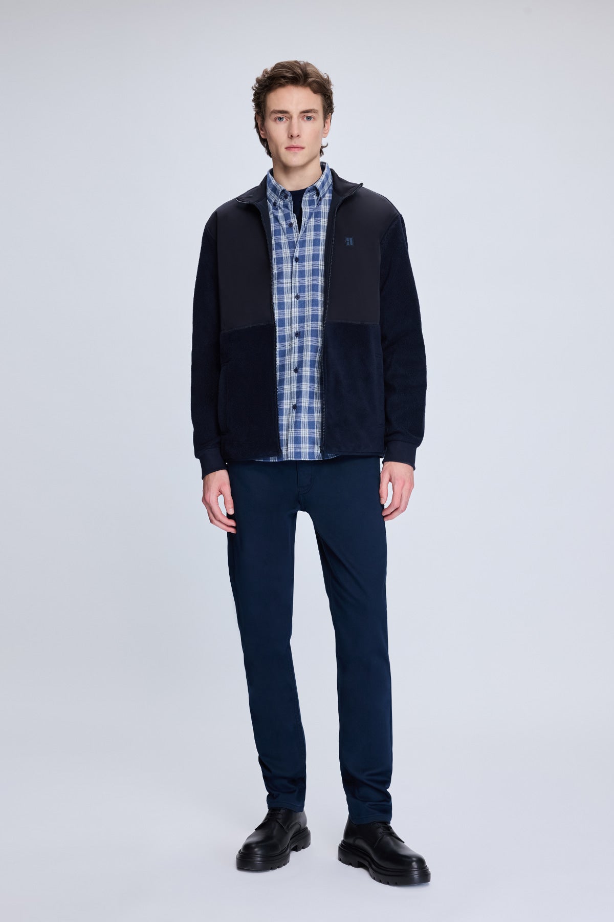 Regular Fit Cotton Blend Navy Seasonal Coat - SAYKI