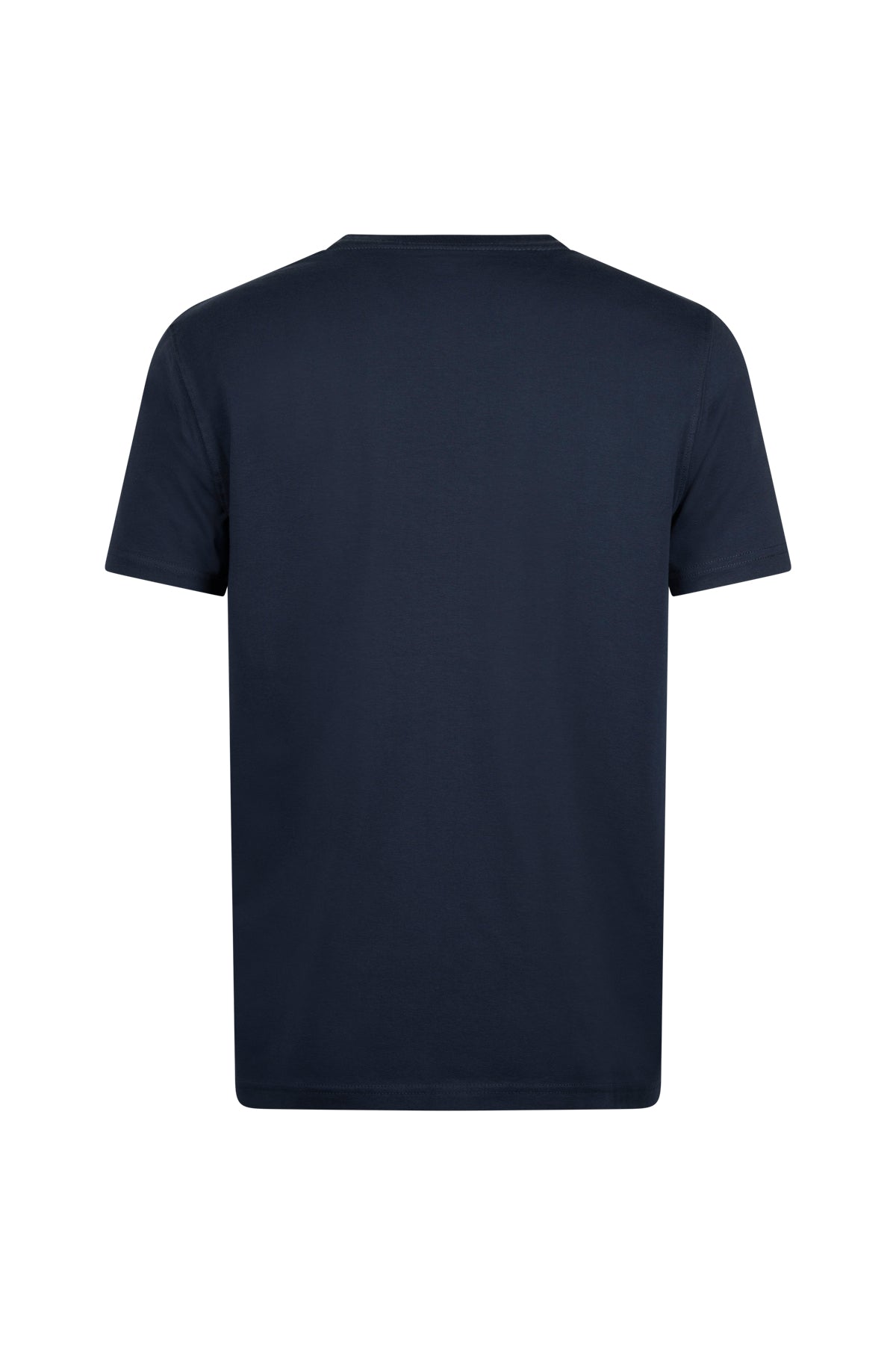 Regular Fit Cotton Blend Navy V-Neck T-Shirt - SAYKI