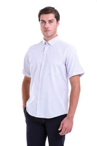 Regular Fit Cotton Blend Pinstripe Gray Dress Shirt - SAYKI