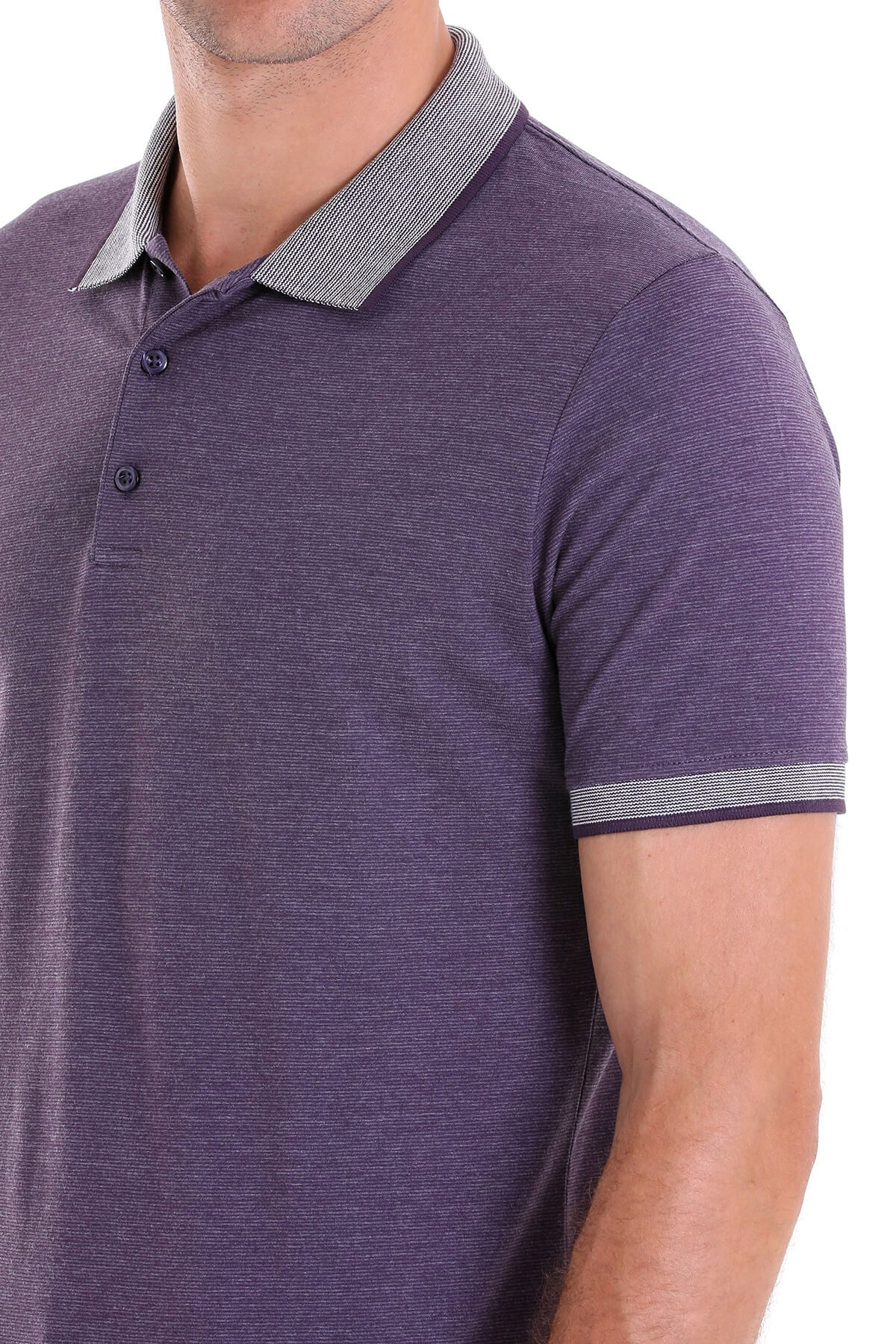 Regular Fit Cotton Blend Plum Polo T-Shirt - SAYKI