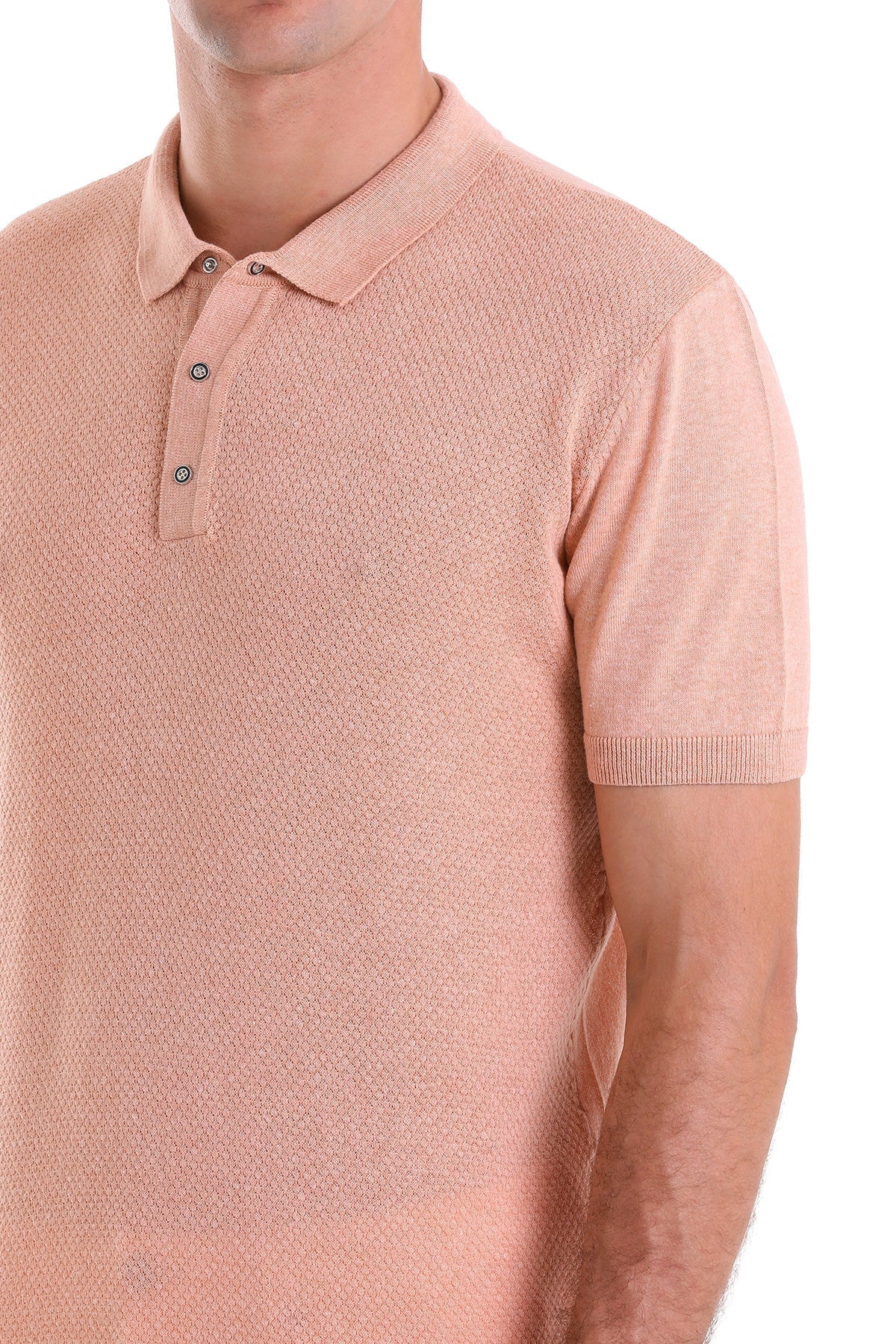 Regular Fit Cotton Blend Salmon Jacquard Polo T-Shirt