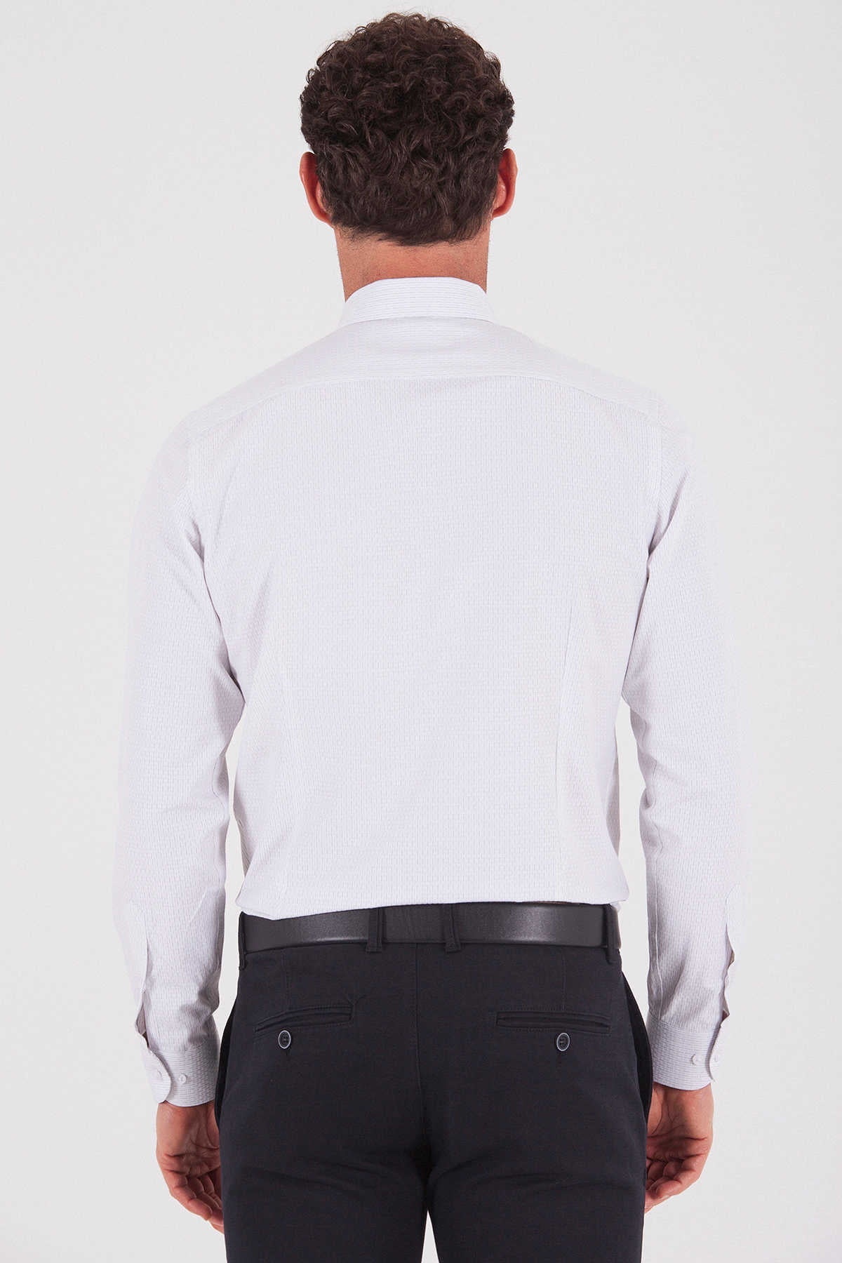 Regular Fit Cotton Blend White Dress Shirt - SAYKI