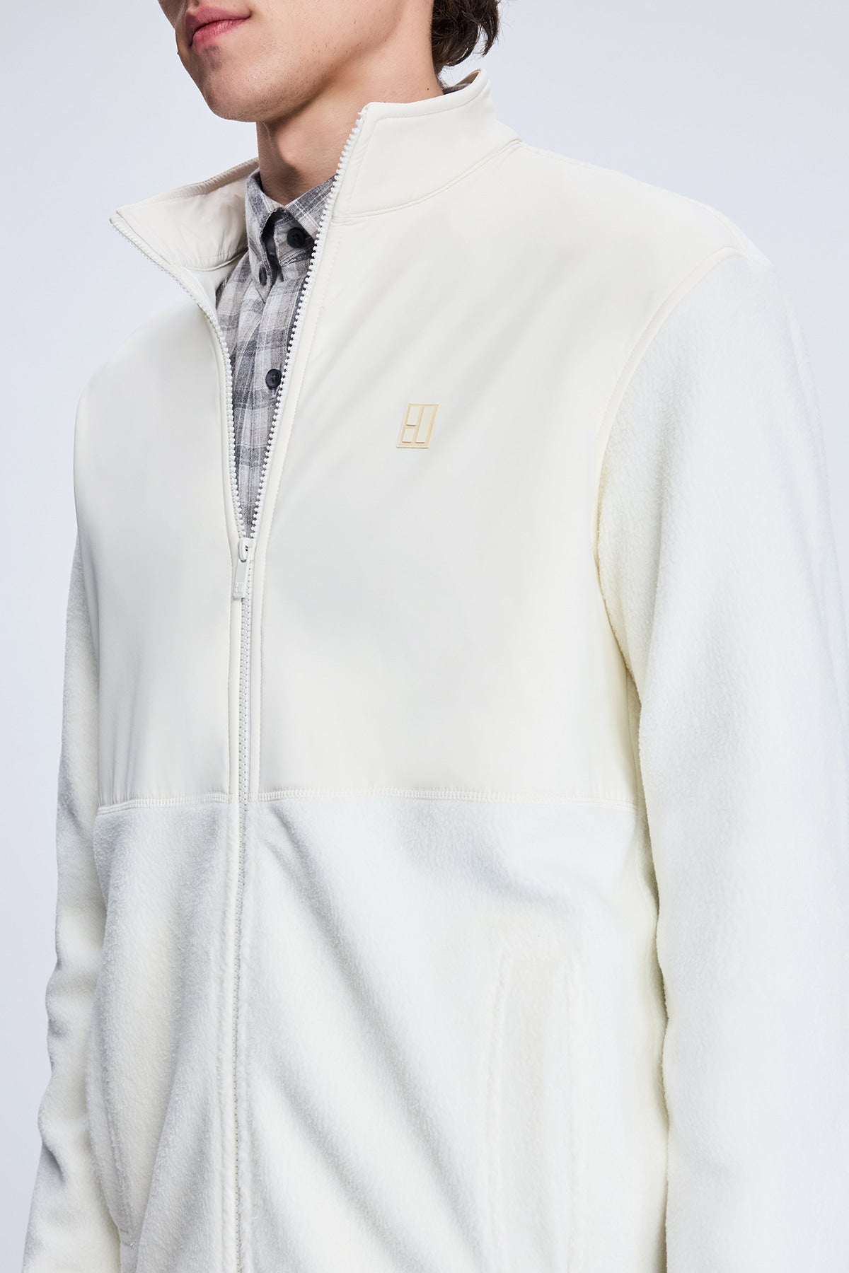 Regular Fit Cotton Blend White Seasonal Coat - SAYKI