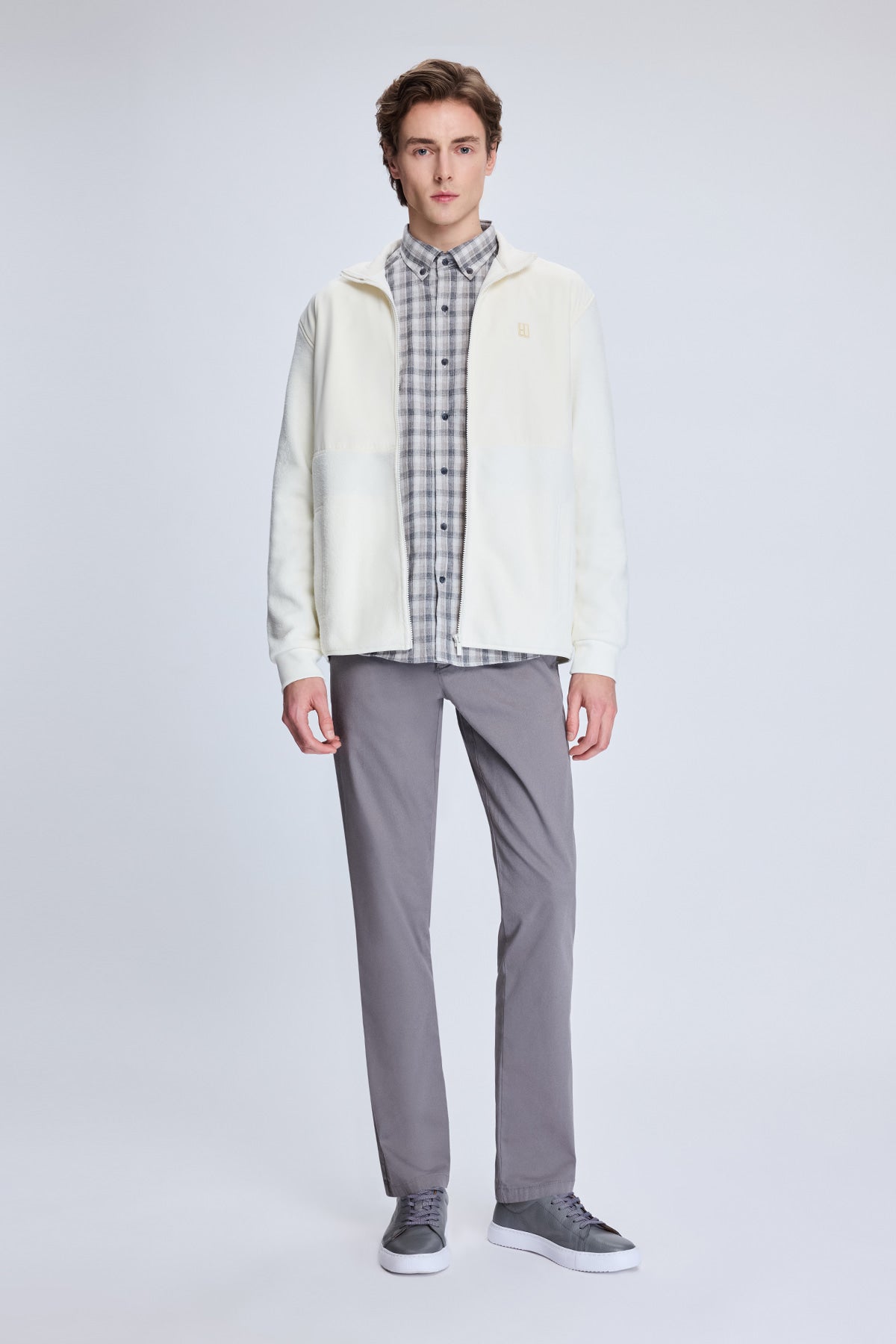 Regular Fit Cotton Blend White Seasonal Coat - SAYKI