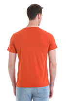 Regular Fit Cotton Brick Crew Neck T-Shirt - SAYKI