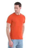 Regular Fit Cotton Brick Crew Neck T-Shirt - SAYKI