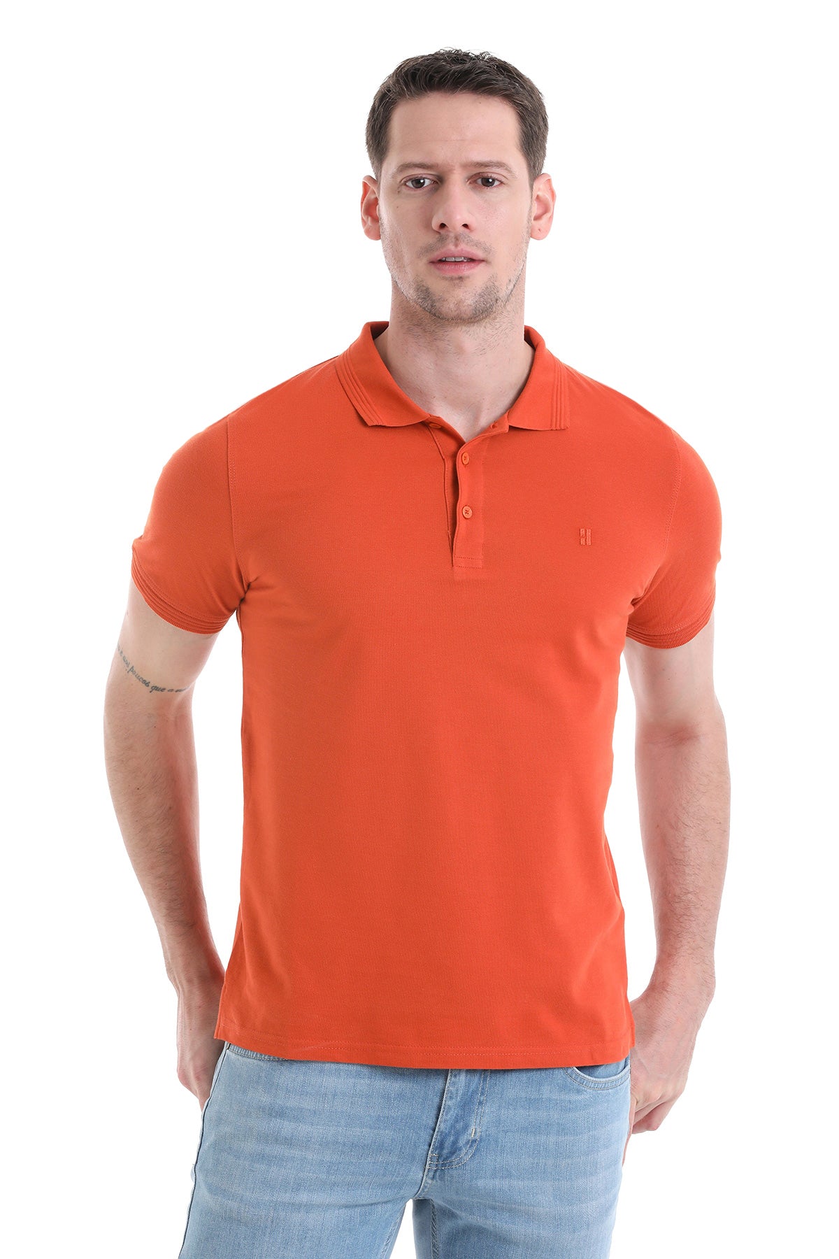Regular Fit Cotton Brick Polo T-Shirt - SAYKI