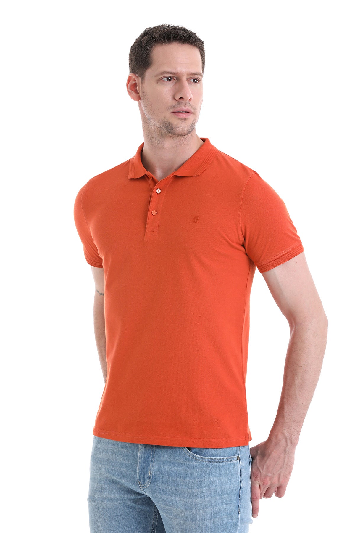 Regular Fit Cotton Brick Polo T-Shirt - SAYKI