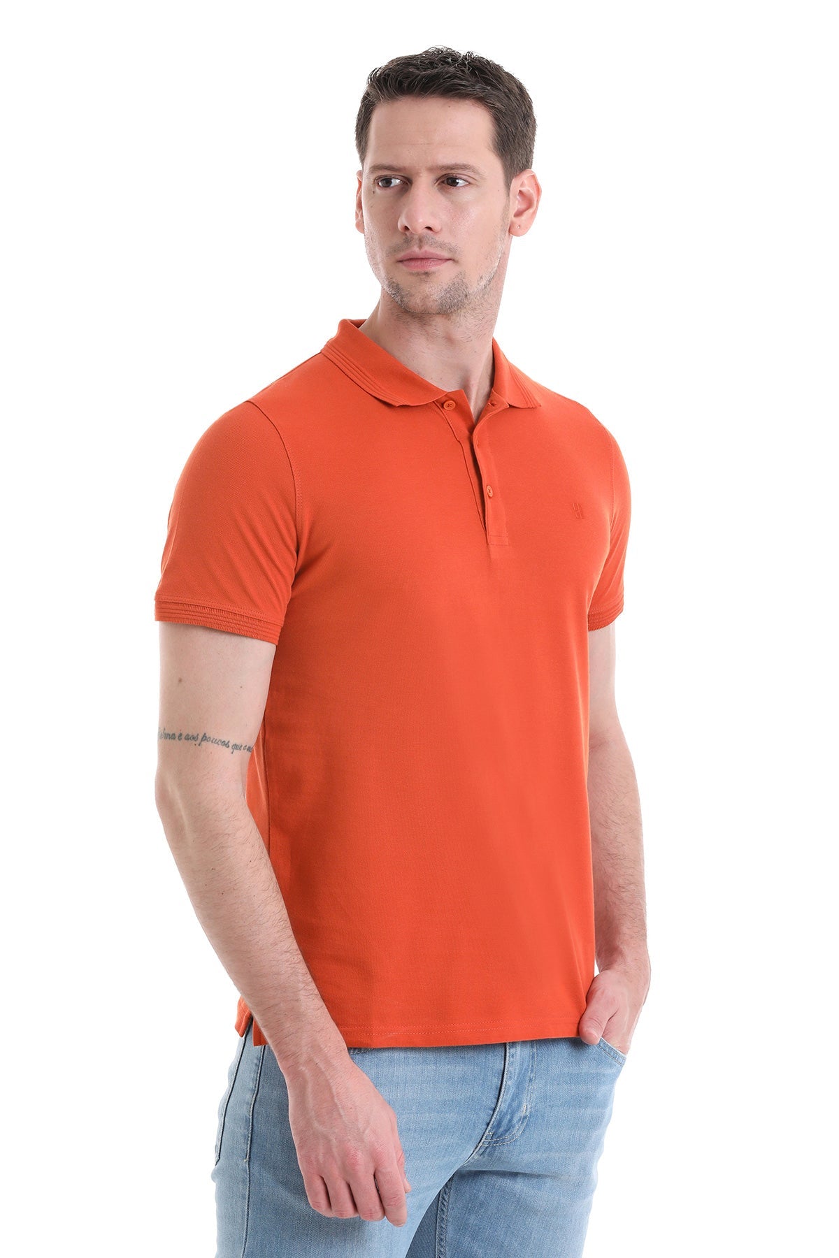 Regular Fit Cotton Brick Polo T-Shirt - SAYKI