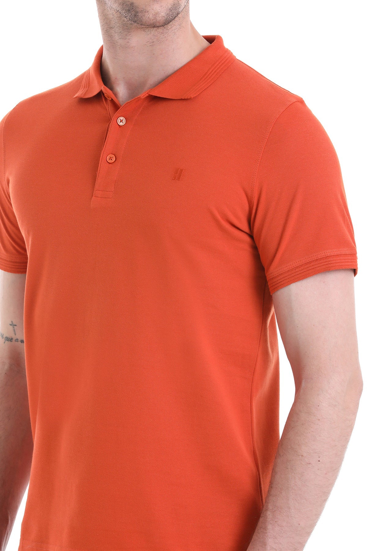 Regular Fit Cotton Brick Polo T-Shirt - SAYKI