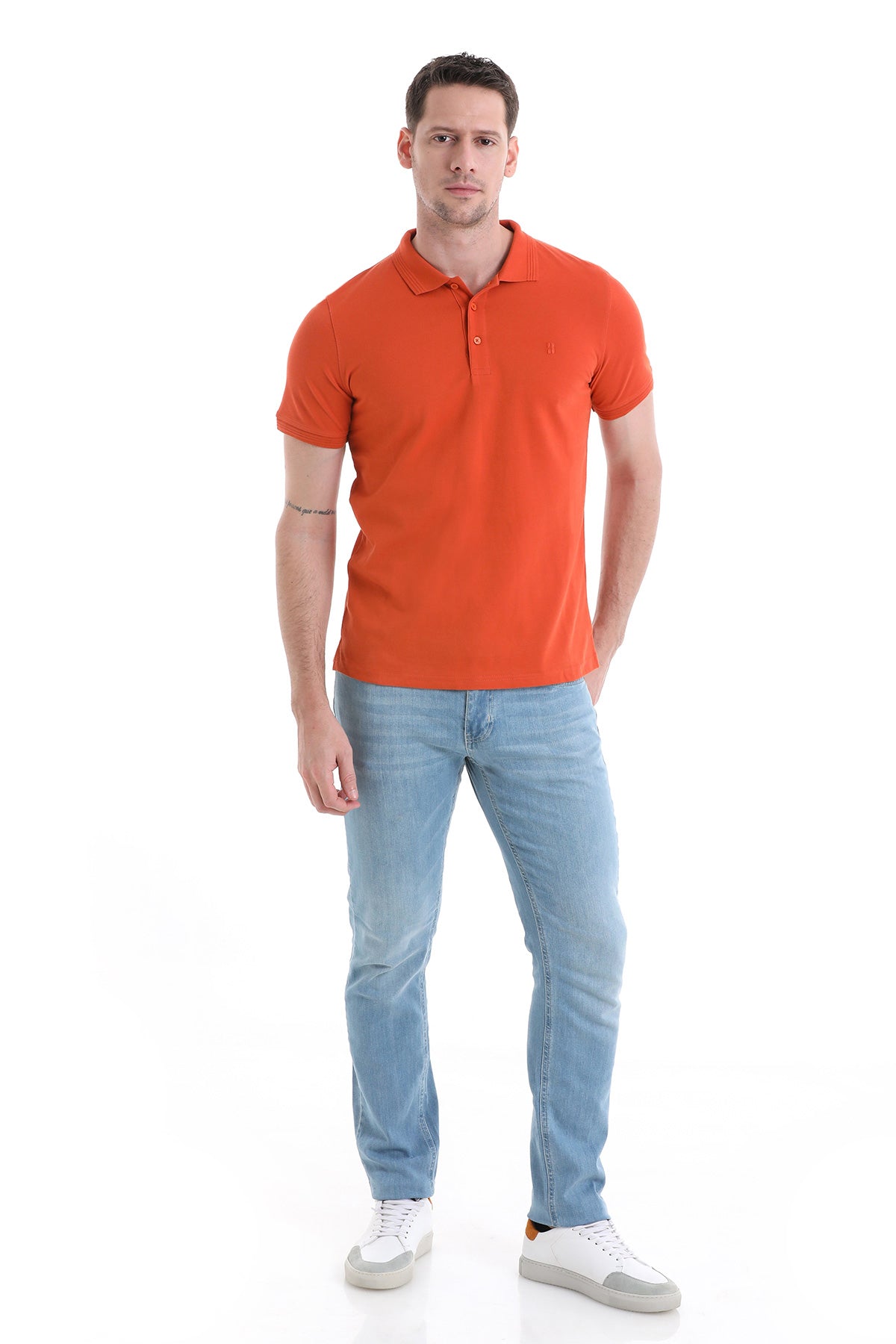 Regular Fit Cotton Brick Polo T-Shirt - SAYKI