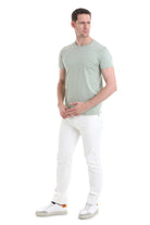 Regular Fit Cotton Green Crew Neck T-Shirt - SAYKI