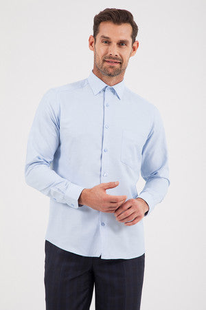 Regular Fit Cotton Light Blue Dress Shirt - SAYKI