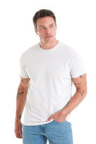 Regular Fit Cotton Light Gray Crew Neck T-Shirt - SAYKI