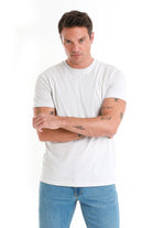 Regular Fit Cotton Light Gray Crew Neck T-Shirt - SAYKI