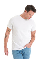 Regular Fit Cotton Light Gray Crew Neck T-Shirt - SAYKI