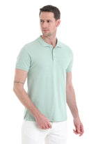 Regular Fit Cotton Light Green Polo T-Shirt - SAYKI