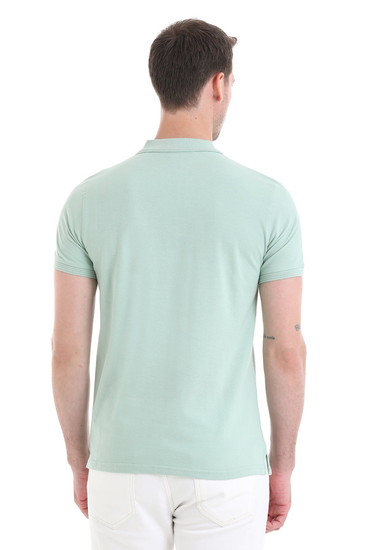 Regular Fit Cotton Light Green Polo T-Shirt - SAYKI