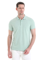 Regular Fit Cotton Light Green Polo T-Shirt - SAYKI
