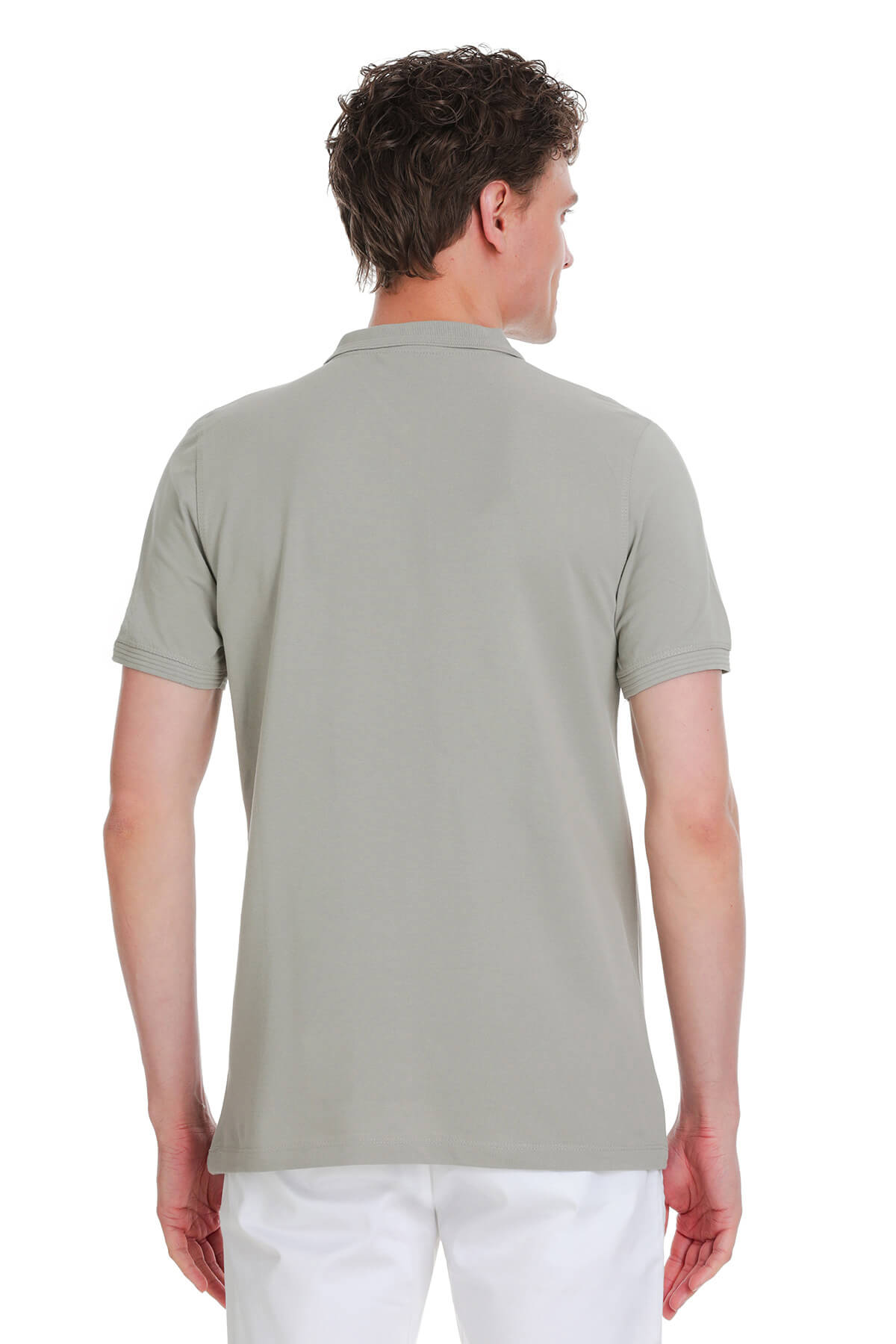 Regular Fit Cotton Light Khaki Polo T-Shirt - SAYKI