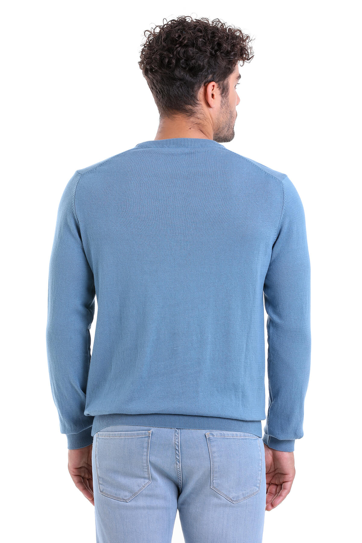 Regular Fit Cotton Mint Crewneck Sweater - SAYKI