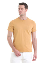 Regular Fit Cotton Mustard Crew Neck T-Shirt - SAYKI
