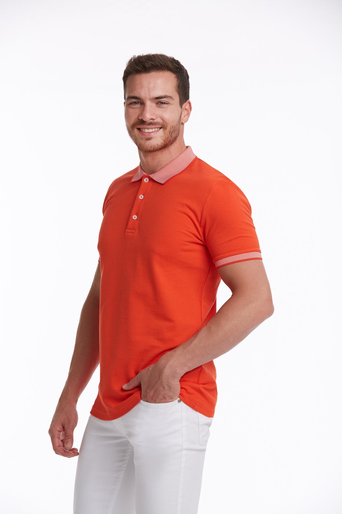 Regular Fit Cotton Pomegranate Flower Polo T-Shirt - SAYKI
