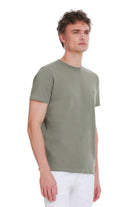 Regular Fit Cotton Vetiver Gray Crew Neck T-Shirt - SAYKI
