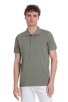 Regular Fit Cotton Vetiver Gray Polo T-Shirt - SAYKI