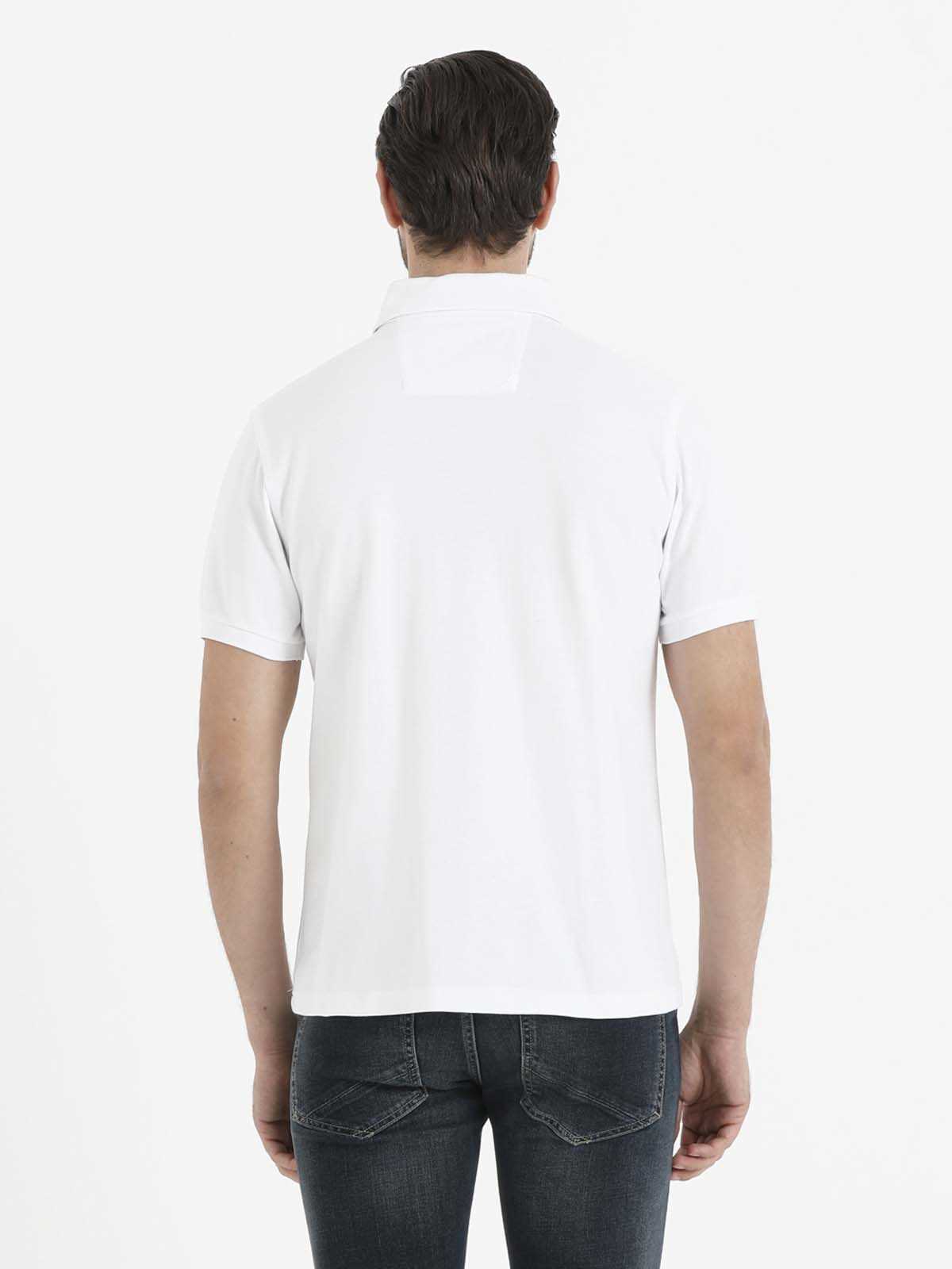 Regular Fit Cotton White Polo T-Shirt - SAYKI