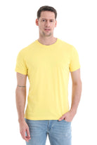 Regular Fit Cotton Yellow Crew Neck T-Shirt - SAYKI