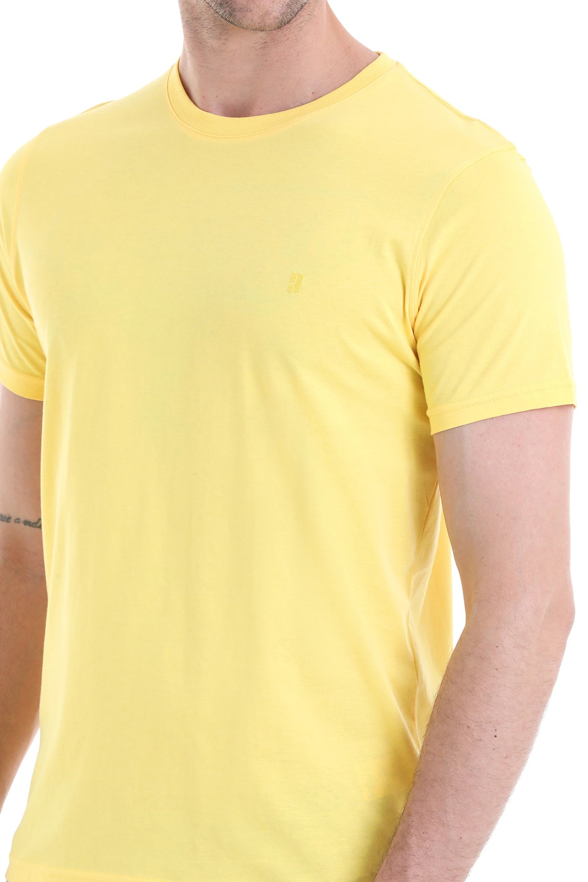 Regular Fit Cotton Yellow Crew Neck T-Shirt - SAYKI