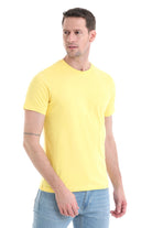Regular Fit Cotton Yellow Crew Neck T-Shirt - SAYKI