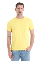 Regular Fit Cotton Yellow Crew Neck T-Shirt - SAYKI