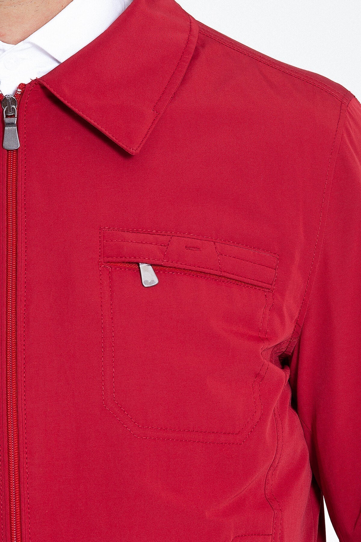 Regular Fit Flat Collar Wool Blend Red Coat - SAYKI