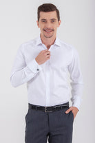 Regular Fit French Cuff Cotton White Dress Shirt - SAYKI
