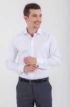 Regular Fit French Cuff Cotton White Dress Shirt - SAYKI
