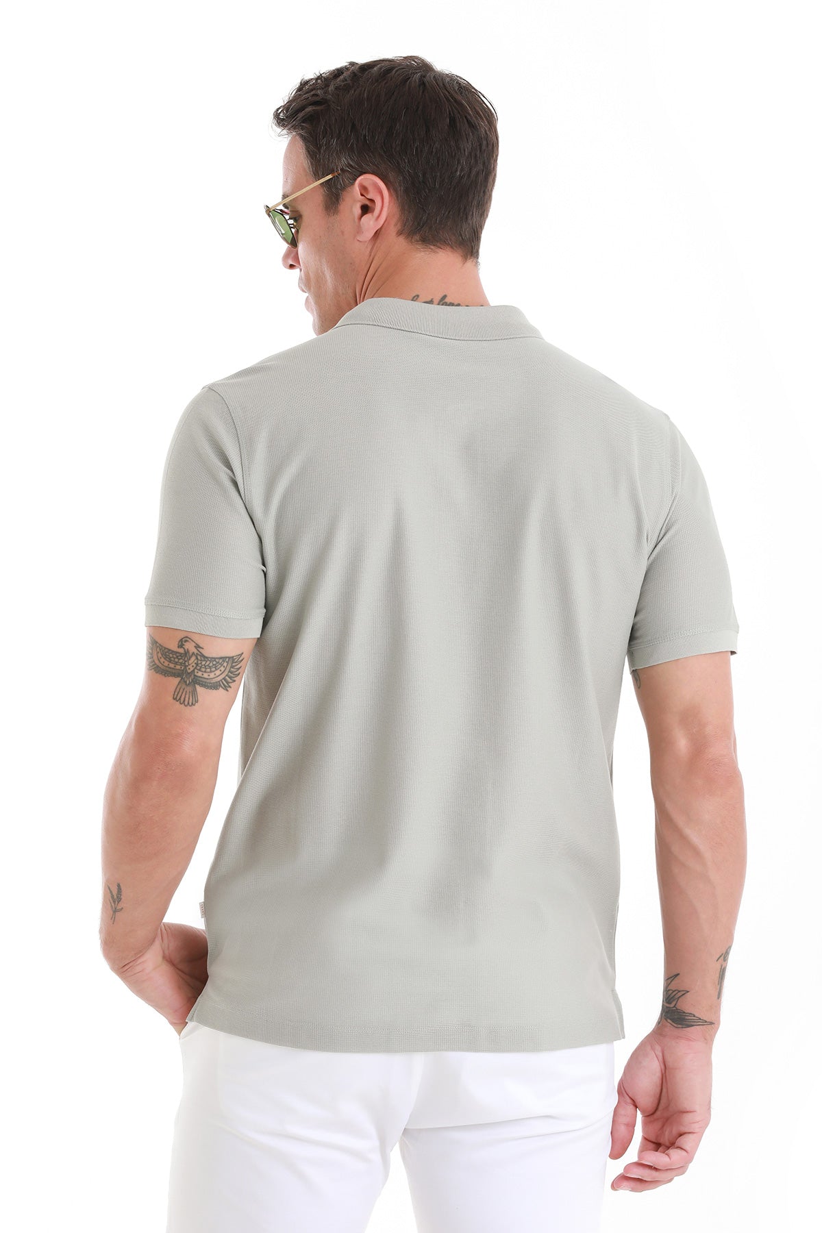 Regular Fit Gray 100% Cotton Mercerized Polo T-Shirt - SAYKI