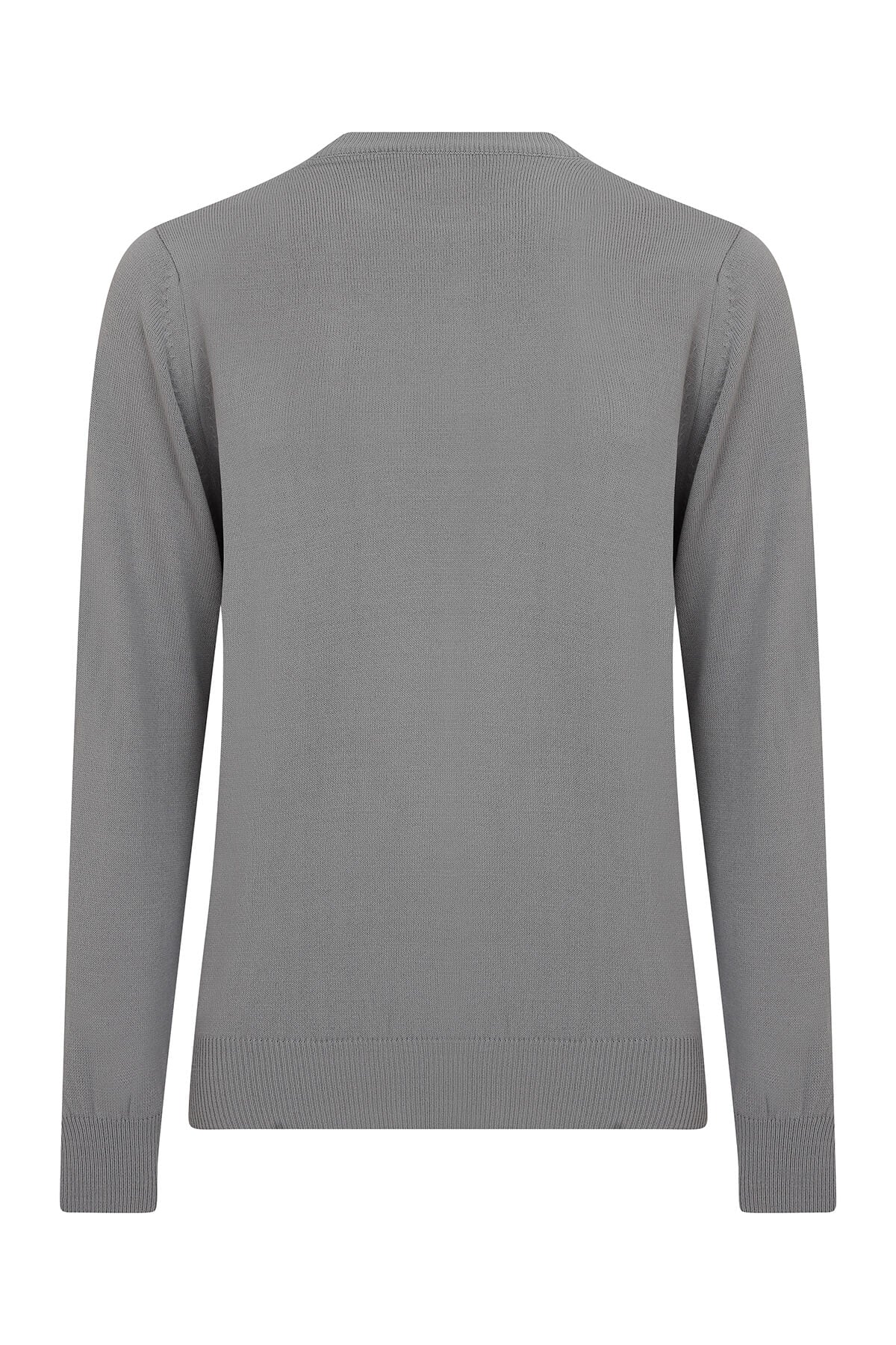 Regular Fit Gray Crewneck Sweater - SAYKI