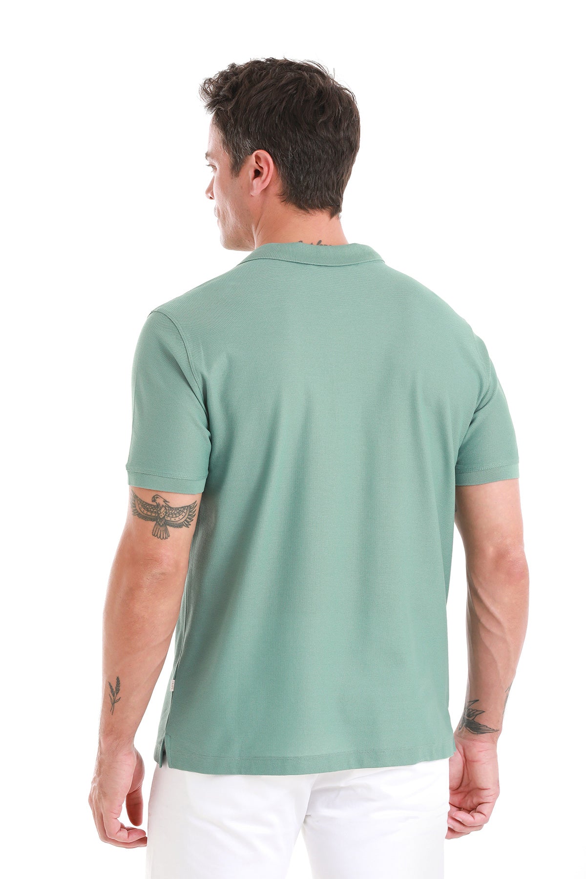 Regular Fit Green 100% Cotton Mercerized Polo T-Shirt