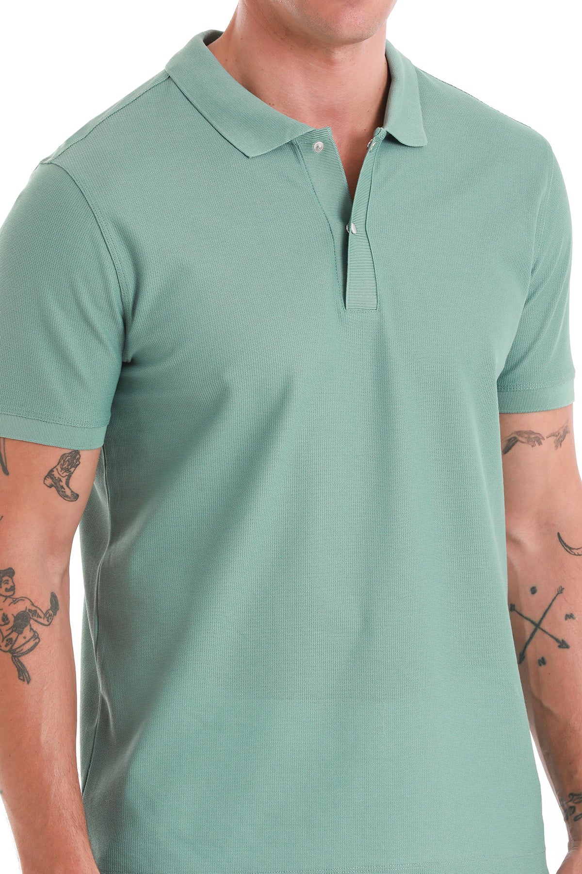 Regular Fit Green 100% Cotton Mercerized Polo T-Shirt