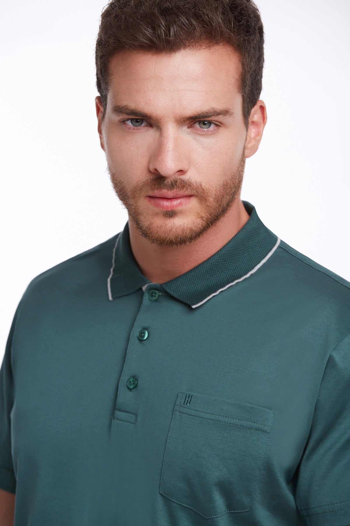 Regular Fit Green 100% Cotton Polo T-Shirt - SAYKI