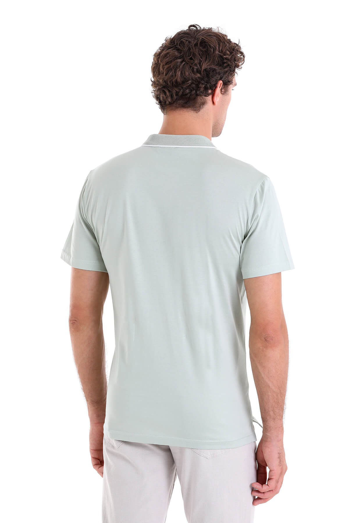 Regular Fit Green Vetiver 100% Cotton Polo T-Shirt - SAYKI