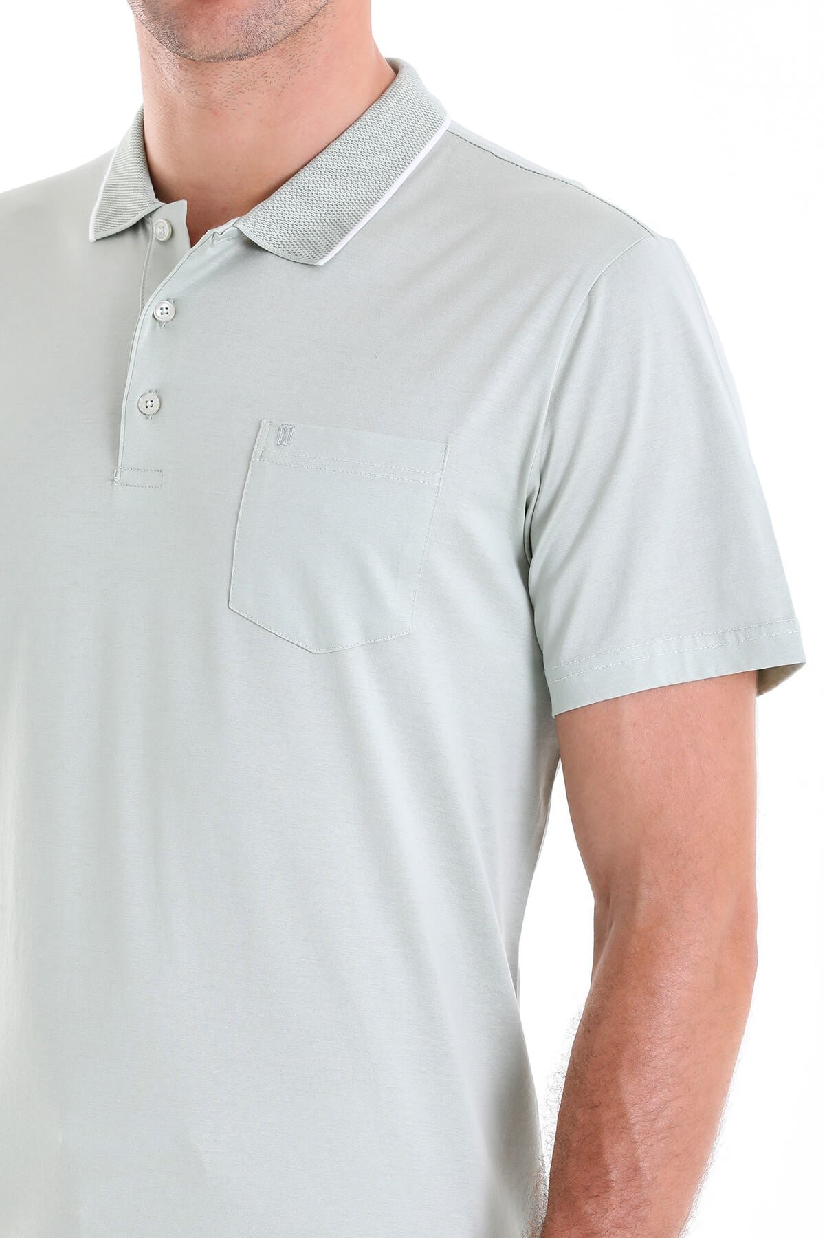 Regular Fit Green Vetiver 100% Cotton Polo T-Shirt - SAYKI