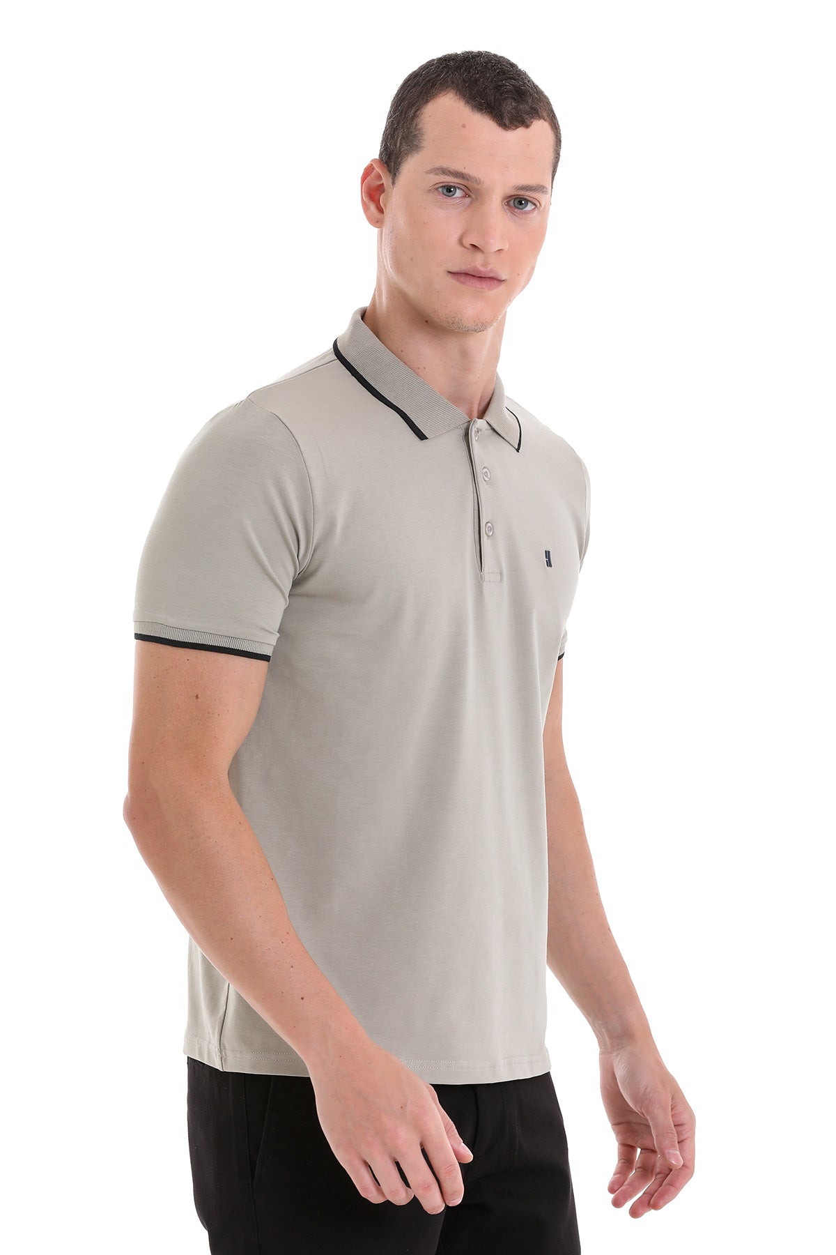 Regular Fit Green Vetiver Basic Cotton Polo T-Shirt - SAYKI
