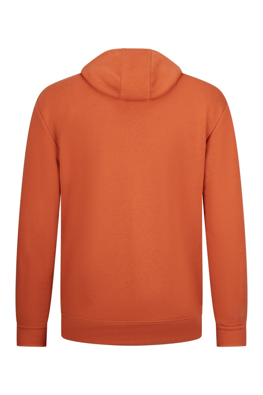 Regular Fit Half-Zip Cotton Blend Orange Hooded Sweatshirt