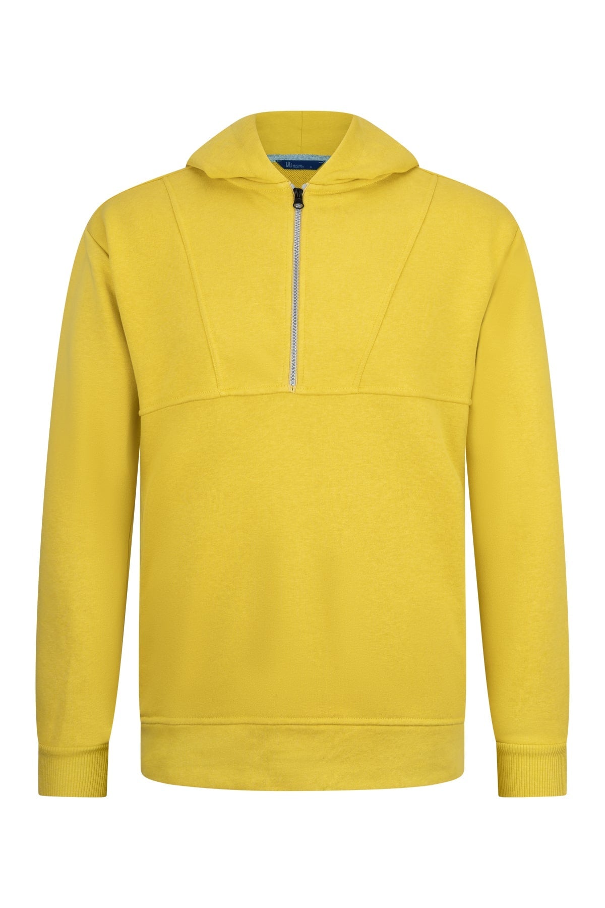 Regular Fit Half-Zip Cotton Blend Saffron Hooded Sweatshirt