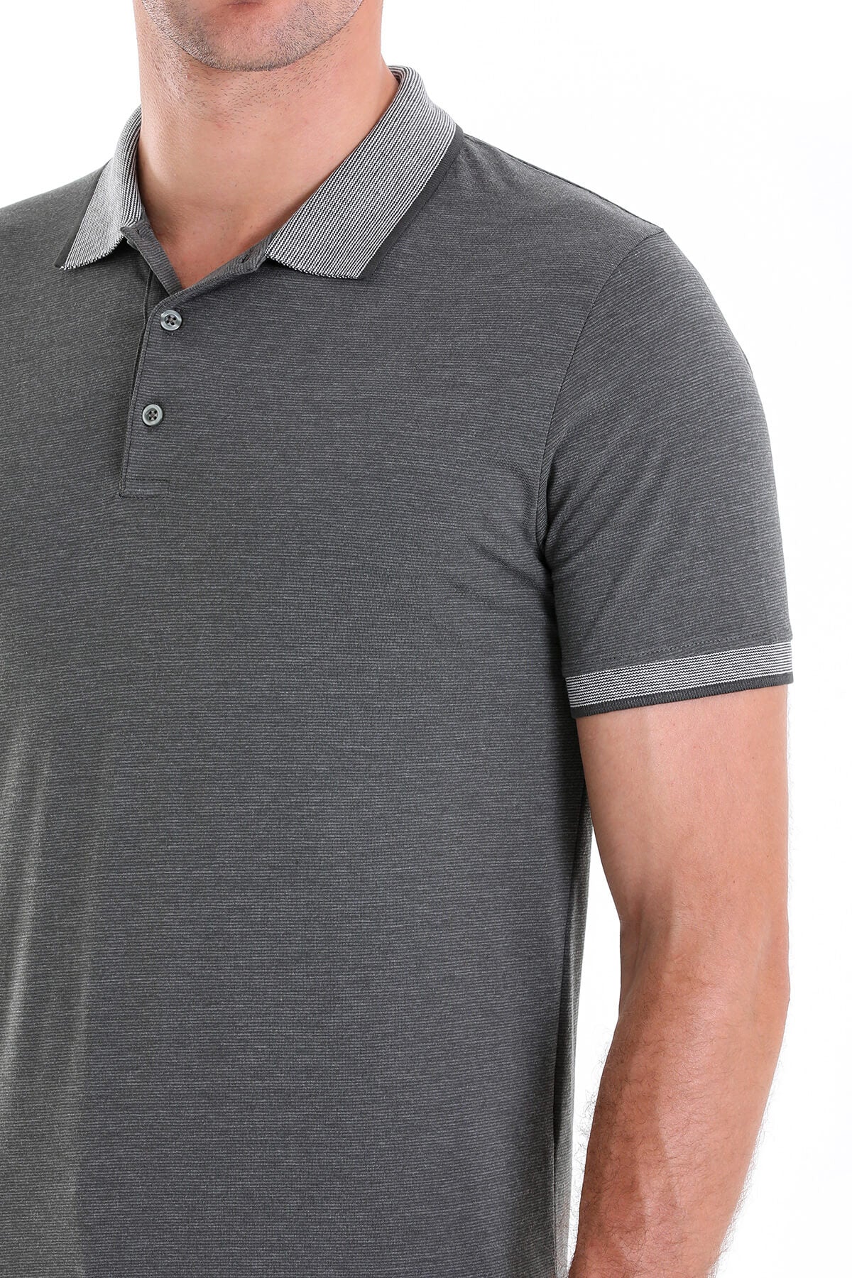 Regular Fit Heathered Cotton Blend Khaki Polo T-Shirt