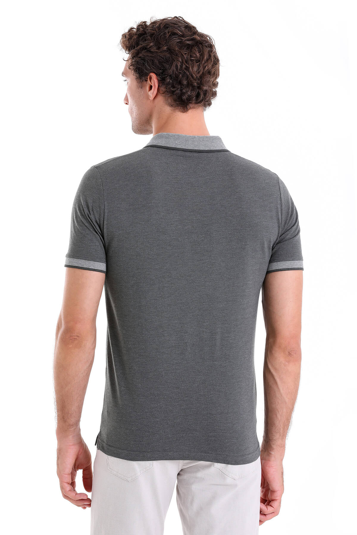 Regular Fit Heathered Cotton Blend Khaki Polo T-Shirt